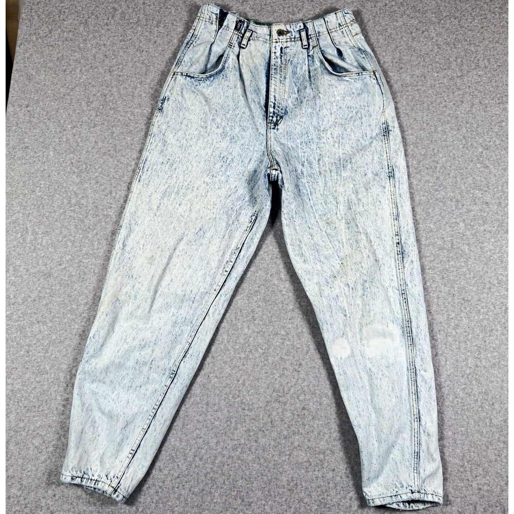 Vintage 90s Lee Women's 12 M 28x28 Acid Wash High Rise Pleated Tapered Jeans